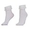 White Ruffled Anklet Socks - Frilly White Opaque Lace Ruffles Top Trim Bobby Sock